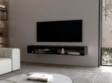 Black 2-Shelf Central Floating Media Rack B062P230643