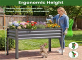 44" Elevated Raised Garden Bed with Drainage Holes, 32" Ergonomic Height Metal Planter - Gray 62003815