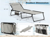 Oversized Patio Chaise Lounge, 27" Wide 4-Position Adjustable Backrest Folding Tanning Chair-Gray 69642871