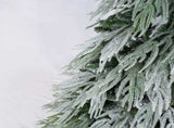 7 FT PreLit Flocked Artificial Christmas Tree, PreStrung LED Lights with White Plastic Ornament N769P523100W