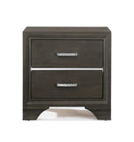 2 Drawers Solid Wood Nightstand in Gray Finish B016P253437