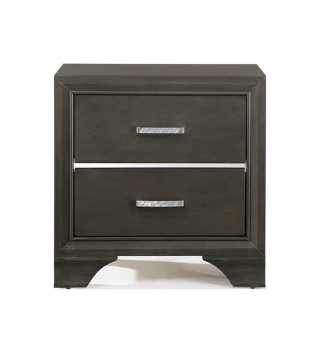 ZUN 2 Drawers Solid Wood Nightstand in Gray Finish B016P253437