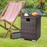 40*40*57cm Iron Frame Gas Bottle Storage Rattan Side Table Brown Gradient 89026297