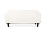 Boucl Fabric Loveseat Sofa - 50 Inch White Upholstered 2-Seater with Black Legs, Comfortable & N762P407898W