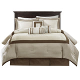 7 Piece Comforter Set Taupe/Brown King B03597133