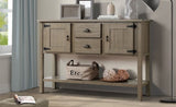 48'' Solid Wood Sideboard Console Table with 2 Drawers and Cabinets and Bottom Shelf, Retro Style W120270248