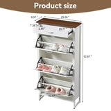 ZUN Shoe Storage Cabinet with 3 Flip Drawers&1 Drawer, Slim Freestanding Storage Racks for Entryway, W2948P245239