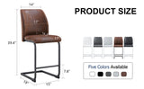 A set of two brown chairs, including suede cushions and black metal legs. Small size, suitable for W1151P144808