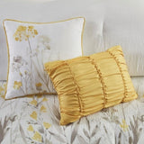 5 Piece Seersucker Comforter Set with Throw Pillows Yellow Full/Queen B035P148356