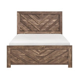 Rustic Brown Finish Contemporary Queen Size Panel Bed Wooden Bedroom Furniture 1pc, Bed in a Box B011P250471