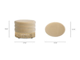 Edward 17.5" Round Upholstered Ottoman with Bullion Fringe Fawn Brown Performance Velvet B2719P320843