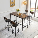 ZUN Bar industrial style five-piece set, four soft bags with backrest bar chairs, industrial style iron 47384684