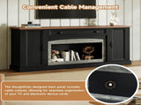 Elegant Walnut TV Stand with Gray Brick Accents for TVs Up to 70", Contemporary Sideboard with N721P394506B