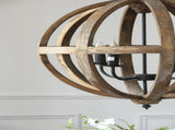 4 - Light Wood Chandelier, Hanging Light Fixture with Adjustable Chain for Kitchen Dining Room Foyer W2078138926