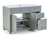 36" Blue Grey Bathroom Vanity with Ceramic Sink - Soft-Close Drawers, Solid Wood Frame, W2896P344088