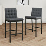 ZUN Modern design High stool Metal legs Kitchen Restaurant Gray pu bar chair, black spray painted chair W210P179753