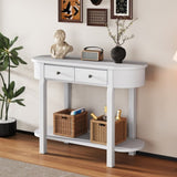 TREXM Elegant Retro Console Table with Curved Design Smooth Glaze for Entryways, Living Rooms N715P230796K
