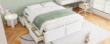 Wood Queen Size Platform Bed Frame with 6 Drawers, White N709P241723K