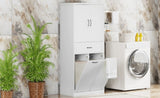 Bathroom Storage Cabinet with Two Laundry Baskets, Storage Cabinet with Doors and Drawer for Home, N759P243350K