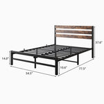 ZUN Full Size Platform Bed Frame with Rustic Vintage Wood Headboard, Strong Metal Slats Support Mattress 72215033