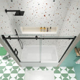 Bathtub shower door, sliding door, with 5/16" tempered glass and Matted black finish 6058 W2122P167018