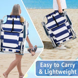 ZUN 63*65*82cm Short Oxford Cloth Silver White Aluminum Tube Bearing 100kg Beach Chair Blue Stripes 50527506