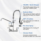 ZUN Commercial Kitchen Faucet, Pre-Rinse Sink Faucet with Pull Down Sprayer - Wall Mount Kitchen Faucet W1225P251012