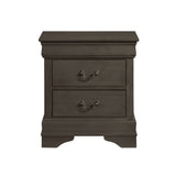 Classic Louis Philippe Style Stained Gray Finish 1pc Nightstand of 2x Drawers Traditional Design B01153386