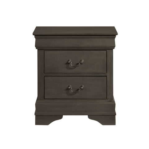ZUN Classic Louis Philippe Style Stained Gray Finish 1pc Nightstand of 2x Drawers Traditional Design B01153386