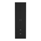 ZUN Vico 76" High Armoire Wardrove Closet with 2 Drawers, Double Door Cabinet , One Shelf and Hanging B200P188837