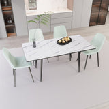 47"-63" extendable MDF modern dining and chair set, suitable for 2-6 people, white dining 42903618