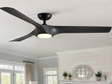 56" Modern Farmhouse Reversible Quiet Motor Ceiling Fan Light with Dark Gray ABS Blades W1367P418170
