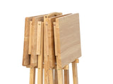5-Piece Rubberwood Folding TV Tray Table Set of 4 with Storage Rack, Natural 31394747