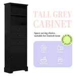 ZUN Black Tall Storage Cabinet with 3 Drawers and Adjustable Shelves for Bathroom, Study, Office and WF323347AAB