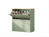 Slim Shoe Storage Cabinet, 2 Flip Drawers & Adjustable Shelves, Holds 8-12 Pairs, Green 11916651