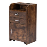 Salon Station, Hair Styling Station with Drawers, Cabinet and Hair Dryer Holders, Rustic Brown W2181P156761