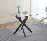Dining Table with cross metal leg and tempered glass,Modern Space Saving Kitchen Table for Living W234P278089