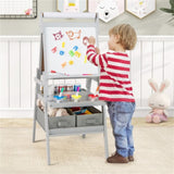 Gray 3-in-1 Art Easel with Magnetic Chalkboard and Whiteboard 21426937