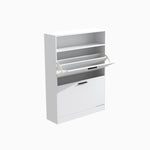 ZUN Shoe Storage Cabinet with 2 Flip Drawers, Sturdy Wood Hidden Storage, Freestanding Narrow Slim 00611501