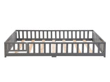 Twin Size Floor Bed with Door,Solid Wood Platform Bed Frame with Fence,Suitable for children,Pine W495123238