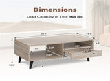 36.5" Rustic Coffee Table with Drawer & Open Shelves, Engineered Wood Center Table for Living Room 76789697