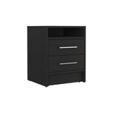Greter 24" Two-Drawer Night Stand With open shelf Black B200P240254