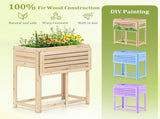 Solid Fir Wood Raised Garden Bed, Foldable Side Table DIY Paintable Planter Box for Herbs 47776973