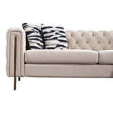 Chesterfield Modern Tufted Velvet Living Room Sofa, 84.25''W Couch,Cream W57964660