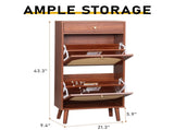 Rattan shoe cabinet with 1 drawer and 2 flip-top drawers, made of particleboard, 54*24*110cm, brown 69844102