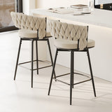 ZUN 360&deg;Swivel Bar Chairs set of 2, equipped with soft cushioned backrest counter stool, metal leg W1727P234203