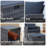 5 Pieces Wicker Patio Furniture Set Outdoor Patio Chairs with Ottomans Conversation Furniture with W813P283082