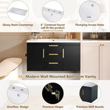 36'' Wall Mounted Bathroom Vanity with Resin Sink, Floating Bathroom Storage Cabinet with 2 Drawers, N710P253035B