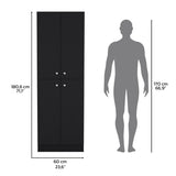 Kitchen Pantry 71" H, 4 Doors, 5 Adjustable Shelves, Laundry, Black B097P221376