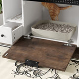 Cat Litter Box Enclosure, Indoor Hidden Cat Litter Box Furniture with 2 Drawers and Door, Cat House N704P287849D
